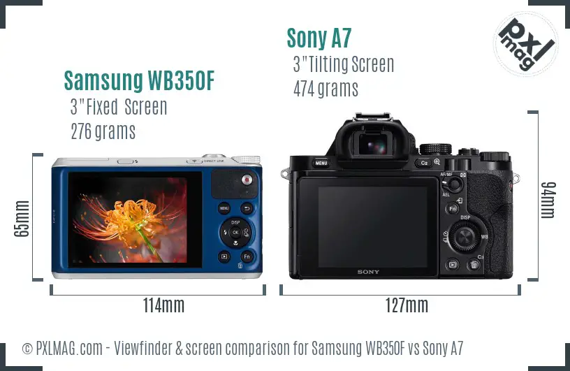 Samsung WB350F vs Sony A7 Screen and Viewfinder comparison