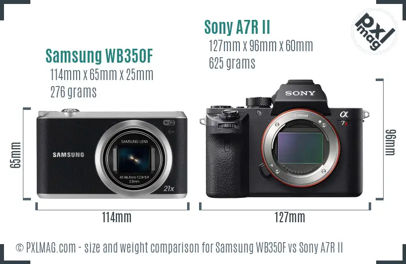 Samsung WB350F vs Sony A7R II size comparison