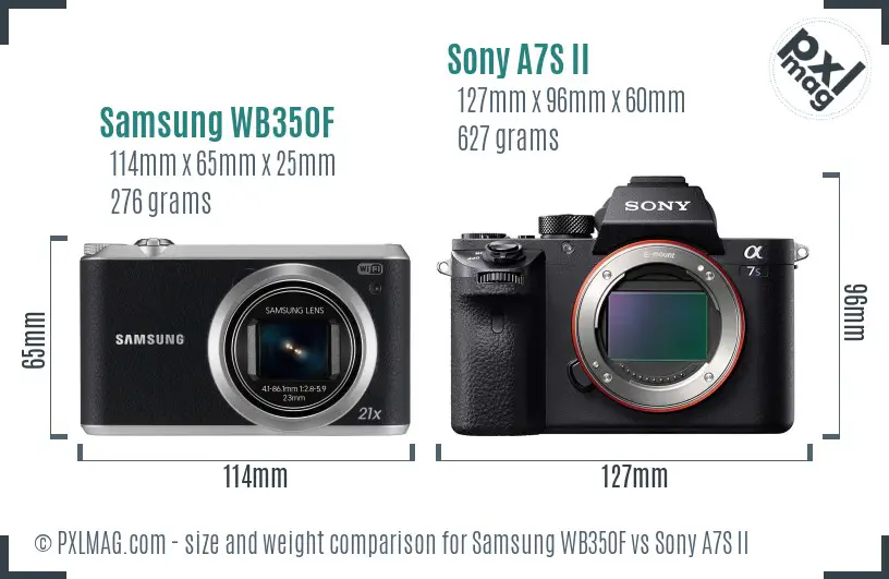 Samsung WB350F vs Sony A7S II size comparison