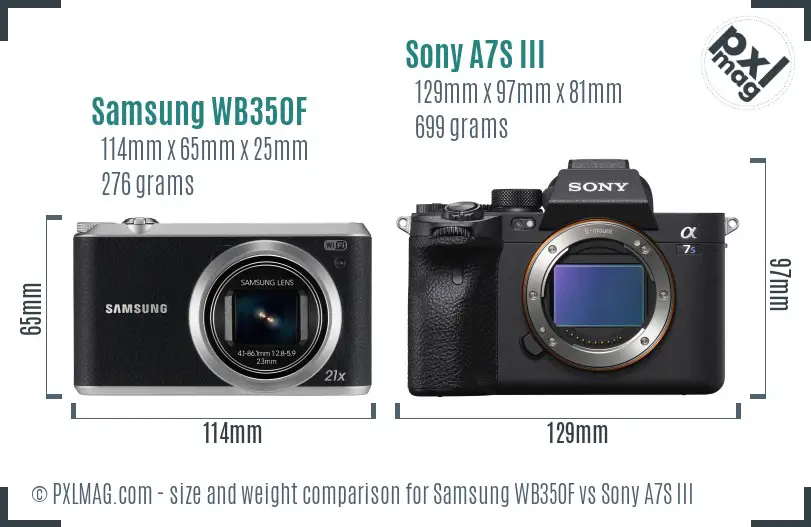 Samsung WB350F vs Sony A7S III size comparison