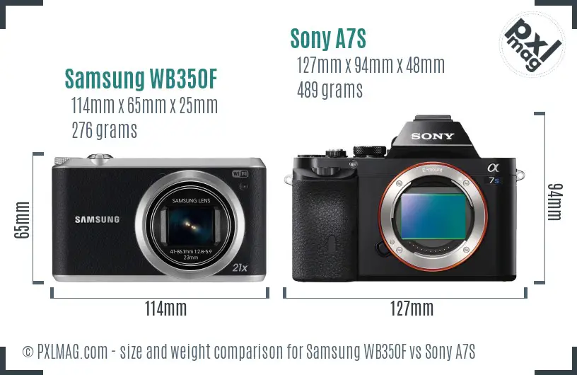 Samsung WB350F vs Sony A7S size comparison