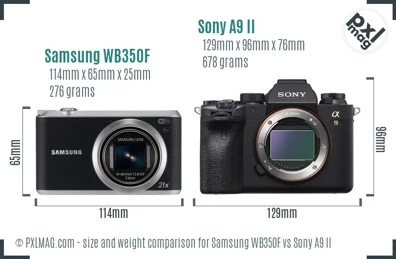 Samsung WB350F vs Sony A9 II size comparison