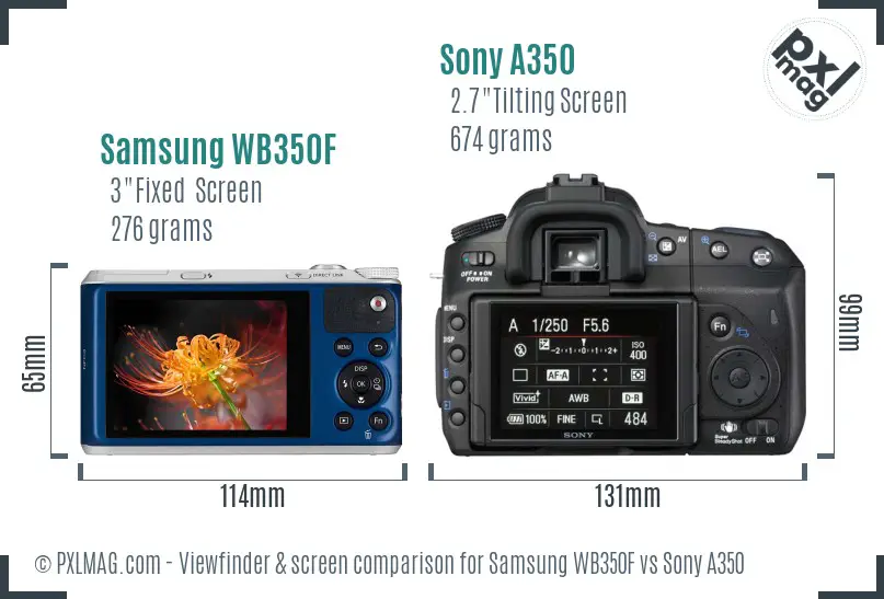 Samsung WB350F vs Sony A350 Screen and Viewfinder comparison Samsung WB350F vs Sony A350 Screen and Viewfinder comparison