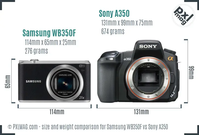 Samsung WB350F vs Sony A350 size comparison Samsung WB350F vs Sony A350 size comparison