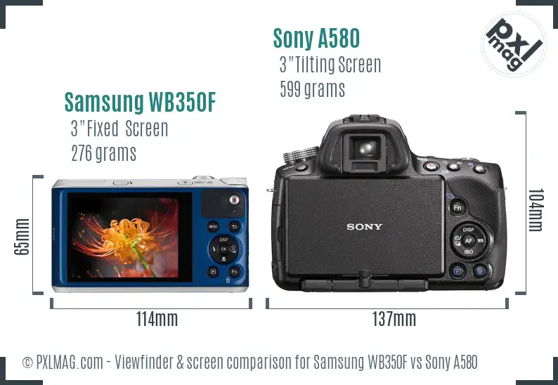 Samsung WB350F vs Sony A580 Screen and Viewfinder comparison Samsung WB350F vs Sony A580 Screen and Viewfinder comparison