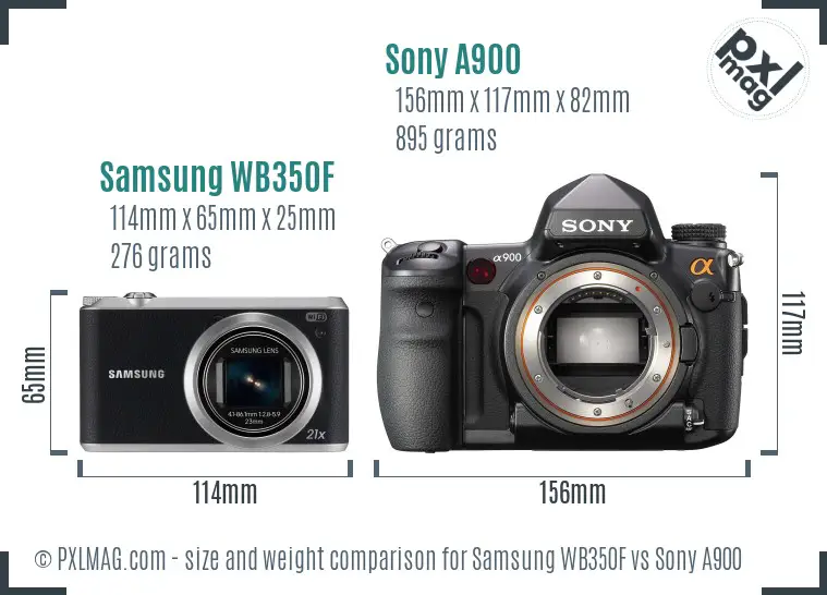 Samsung WB350F vs Sony A900 size comparison Samsung WB350F vs Sony A900 size comparison