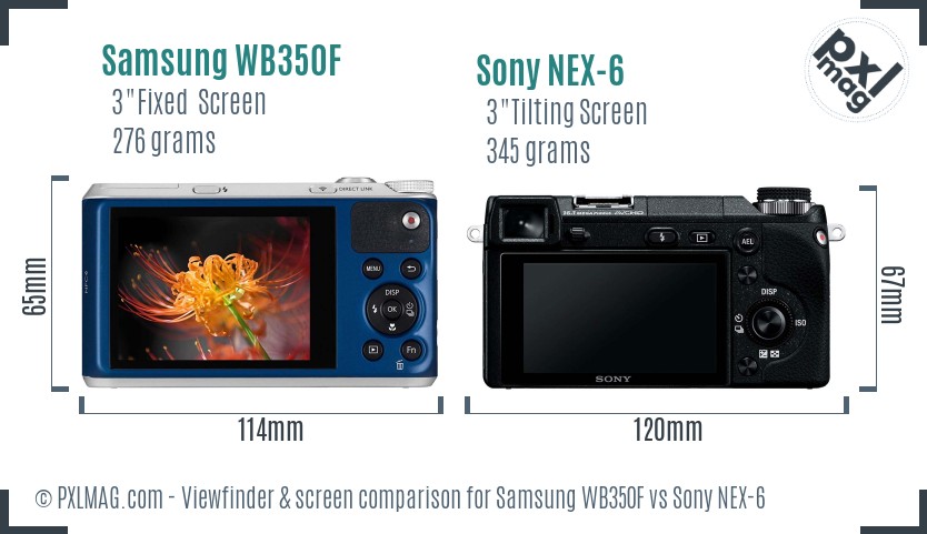Samsung WB350F vs Sony NEX-6 Screen and Viewfinder comparison