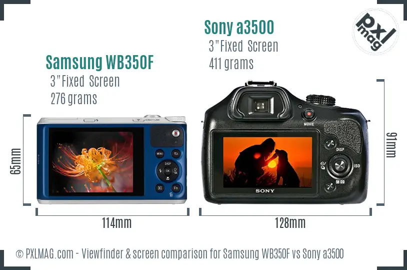 Samsung WB350F vs Sony a3500 Screen and Viewfinder comparison