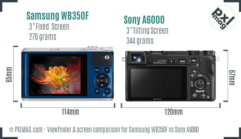 Samsung WB350F vs Sony A6000 Screen and Viewfinder comparison