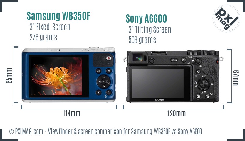 Samsung WB350F vs Sony A6600 Screen and Viewfinder comparison