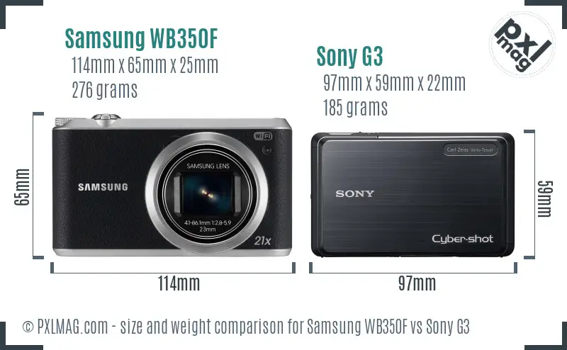 Samsung WB350F vs Sony G3 size comparison Samsung WB350F vs Sony G3 size comparison