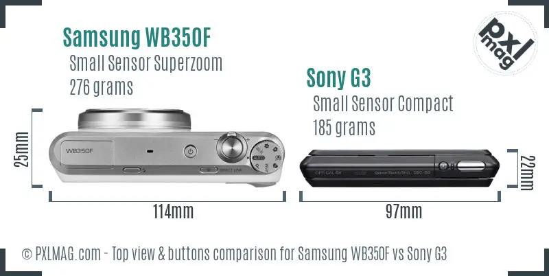 Samsung WB350F vs Sony G3 top view buttons comparison