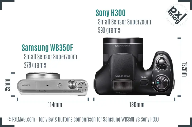 Samsung WB350F vs Sony H300 top view buttons comparison Samsung WB350F vs Sony H300 top view buttons comparison