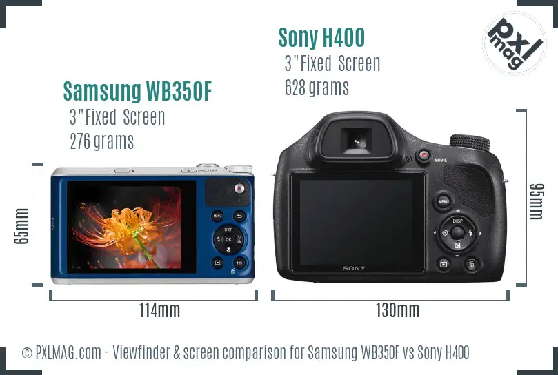 Samsung WB350F vs Sony H400 Screen and Viewfinder comparison