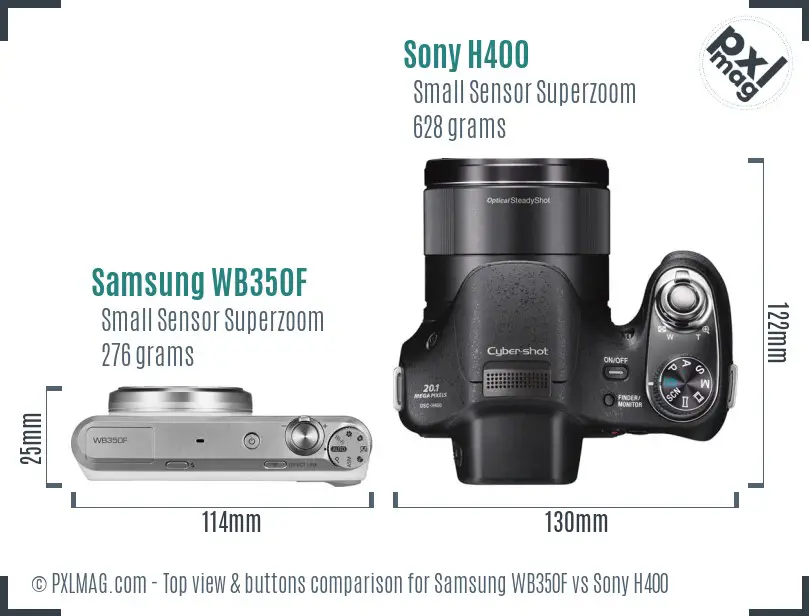 Samsung WB350F vs Sony H400 top view buttons comparison