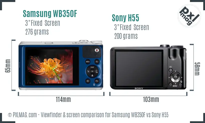 Samsung WB350F vs Sony H55 Screen and Viewfinder comparison