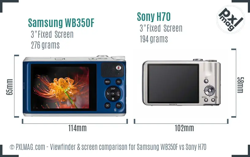 Samsung WB350F vs Sony H70 Screen and Viewfinder comparison