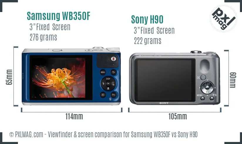 Samsung WB350F vs Sony H90 Screen and Viewfinder comparison