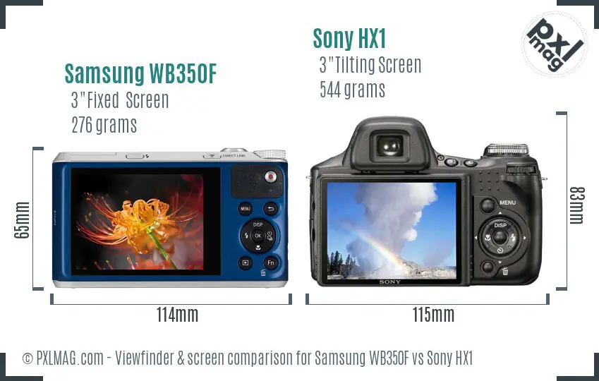 Samsung WB350F vs Sony HX1 Screen and Viewfinder comparison