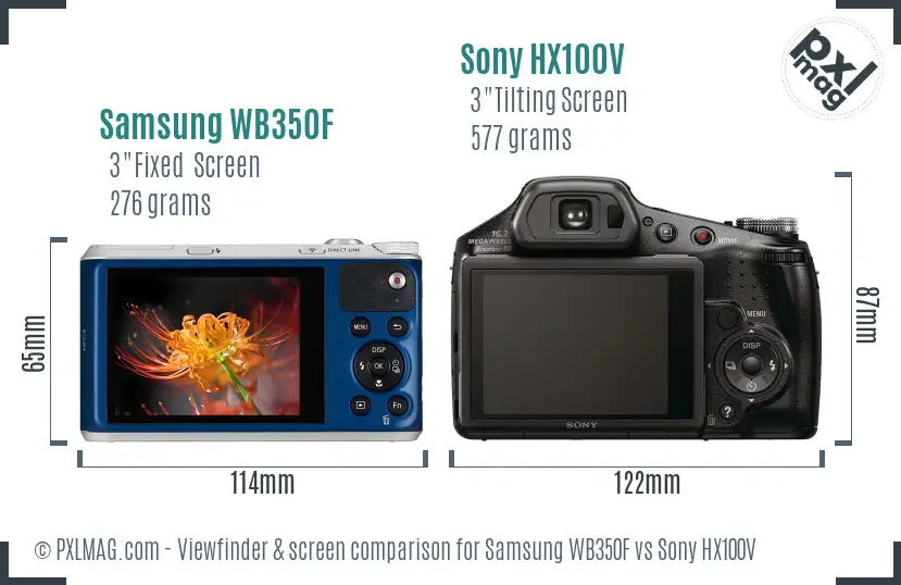 Samsung WB350F vs Sony HX100V Screen and Viewfinder comparison Samsung WB350F vs Sony HX100V Screen and Viewfinder comparison