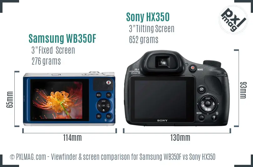 Samsung WB350F vs Sony HX350 Screen and Viewfinder comparison