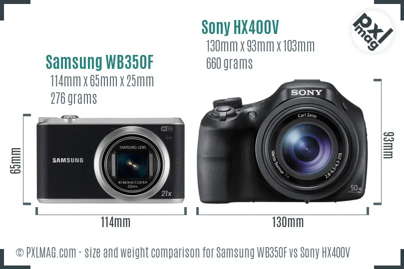 Samsung WB350F vs Sony HX400V size comparison