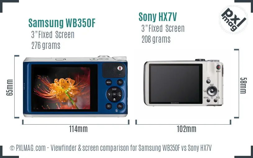 Samsung WB350F vs Sony HX7V Screen and Viewfinder comparison