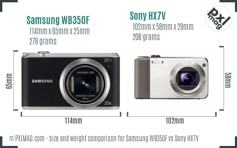 Samsung WB350F vs Sony HX7V size comparison