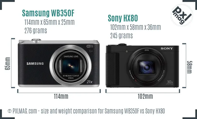 Samsung WB350F vs Sony HX80 size comparison Samsung WB350F vs Sony HX80 size comparison