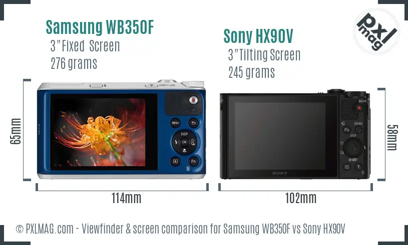 Samsung WB350F vs Sony HX90V Screen and Viewfinder comparison