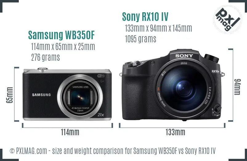 Samsung WB350F vs Sony RX10 IV size comparison