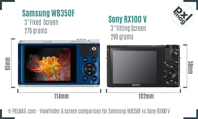 Samsung WB350F vs Sony RX100 V Screen and Viewfinder comparison Samsung WB350F vs Sony RX100 V Screen and Viewfinder comparison