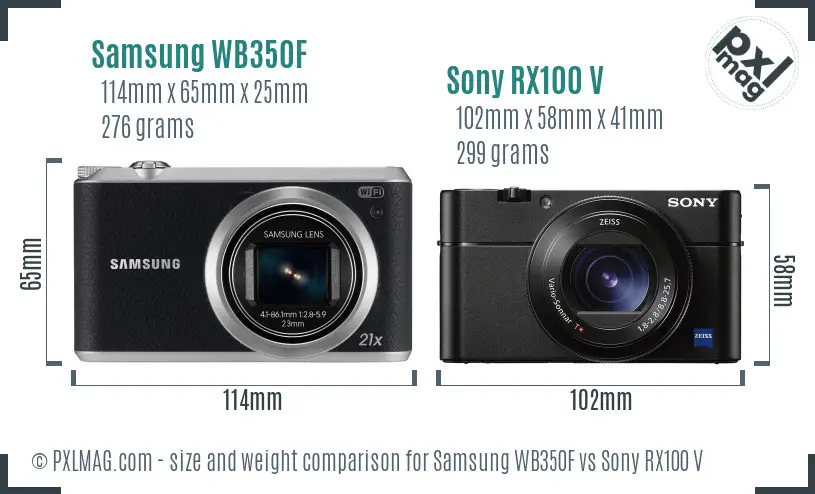 Samsung WB350F vs Sony RX100 V size comparison Samsung WB350F vs Sony RX100 V size comparison