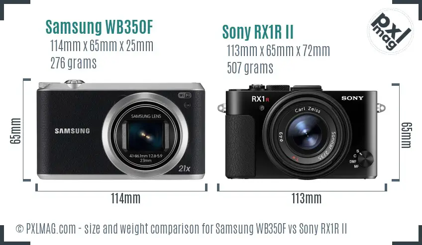 Samsung WB350F vs Sony RX1R II size comparison