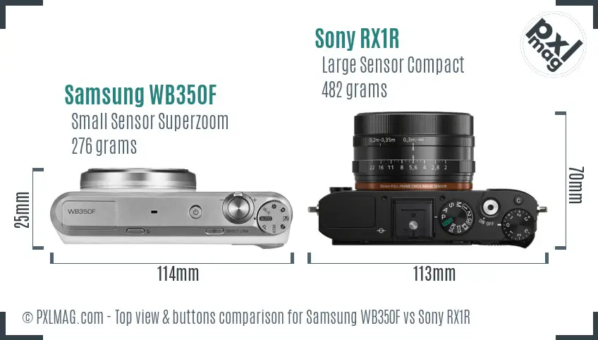 Samsung WB350F vs Sony RX1R top view buttons comparison