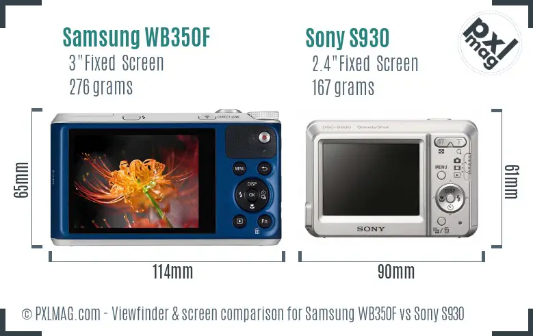 Samsung WB350F vs Sony S930 Screen and Viewfinder comparison