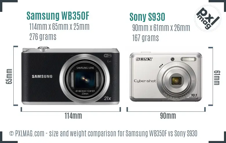 Samsung WB350F vs Sony S930 size comparison