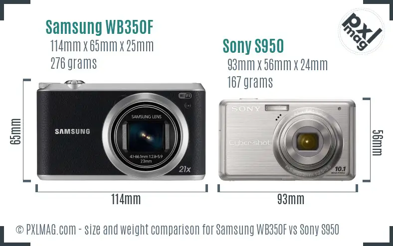 Samsung WB350F vs Sony S950 size comparison