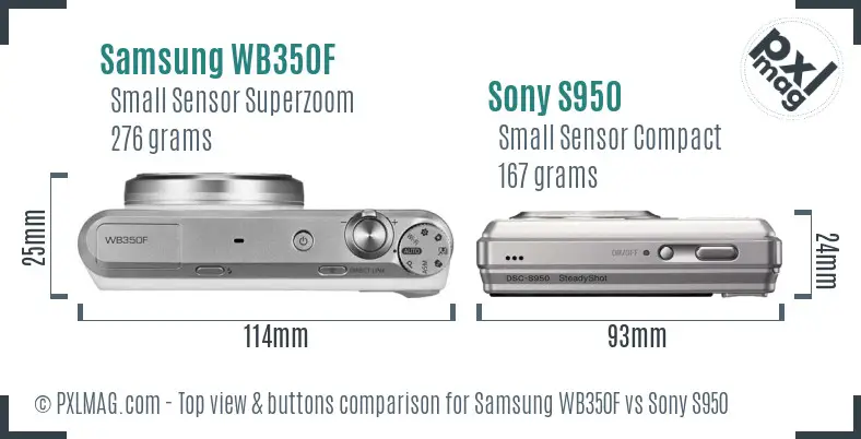Samsung WB350F vs Sony S950 top view buttons comparison