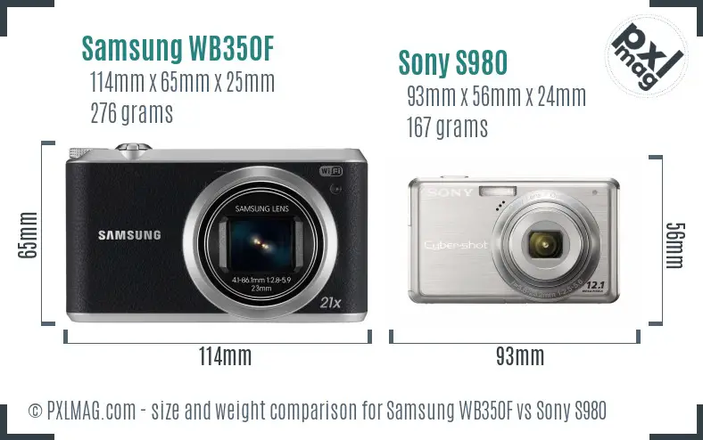 Samsung WB350F vs Sony S980 size comparison Samsung WB350F vs Sony S980 size comparison