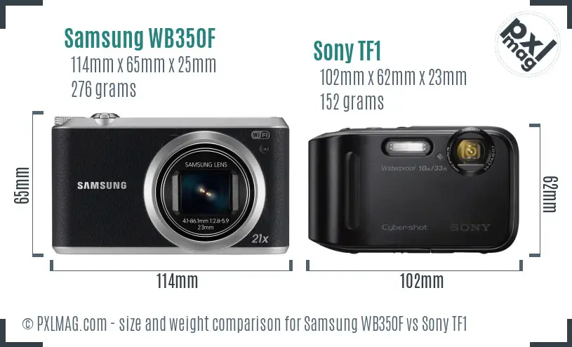 Samsung WB350F vs Sony TF1 size comparison