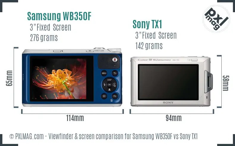 Samsung WB350F vs Sony TX1 Screen and Viewfinder comparison