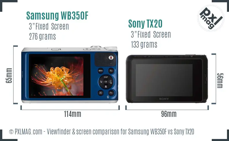 Samsung WB350F vs Sony TX20 Screen and Viewfinder comparison Samsung WB350F vs Sony TX20 Screen and Viewfinder comparison