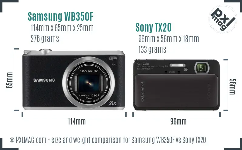 Samsung WB350F vs Sony TX20 size comparison Samsung WB350F vs Sony TX20 size comparison