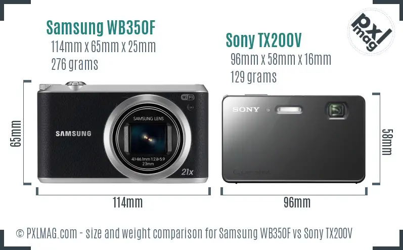 Samsung WB350F vs Sony TX200V size comparison