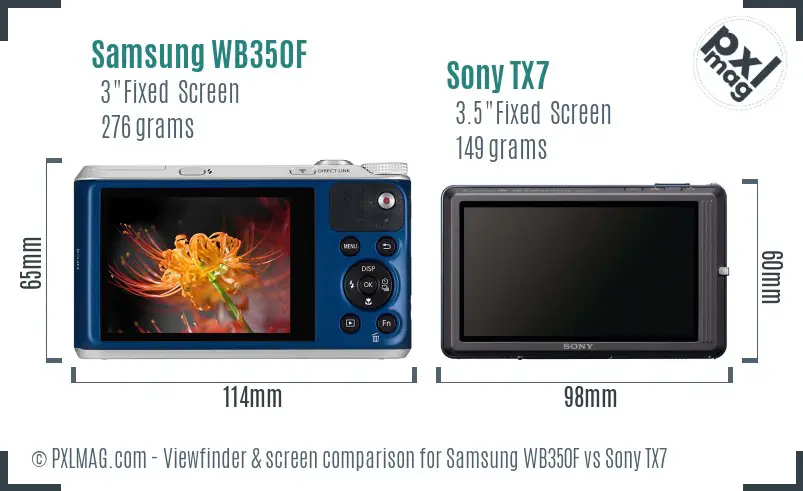 Samsung WB350F vs Sony TX7 Screen and Viewfinder comparison Samsung WB350F vs Sony TX7 Screen and Viewfinder comparison