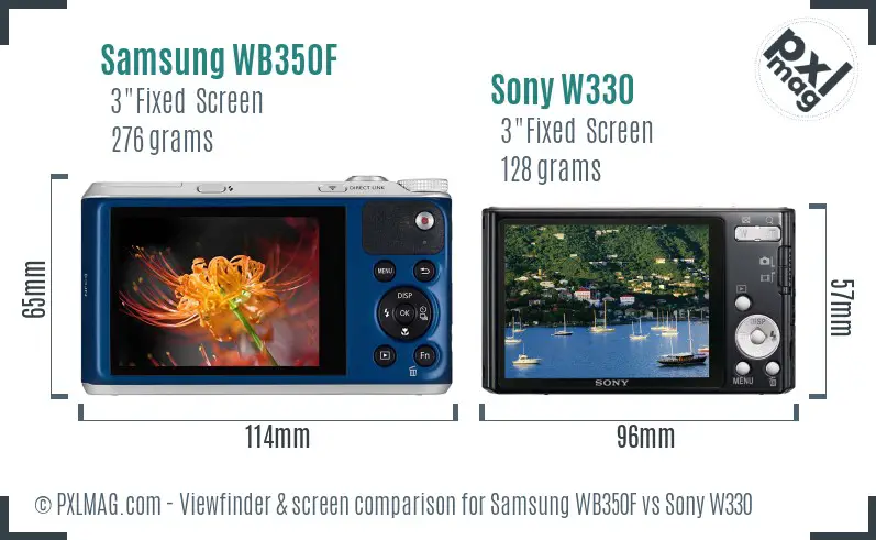 Samsung WB350F vs Sony W330 Screen and Viewfinder comparison