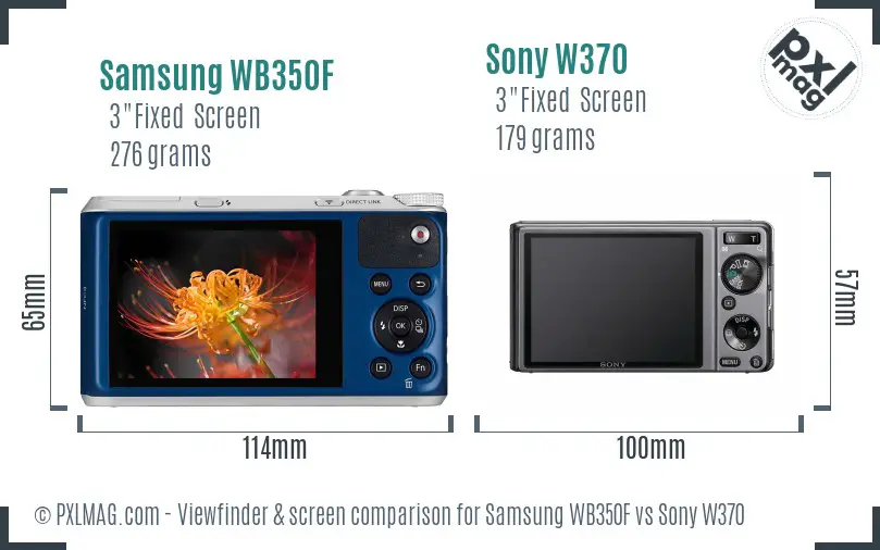 Samsung WB350F vs Sony W370 Screen and Viewfinder comparison