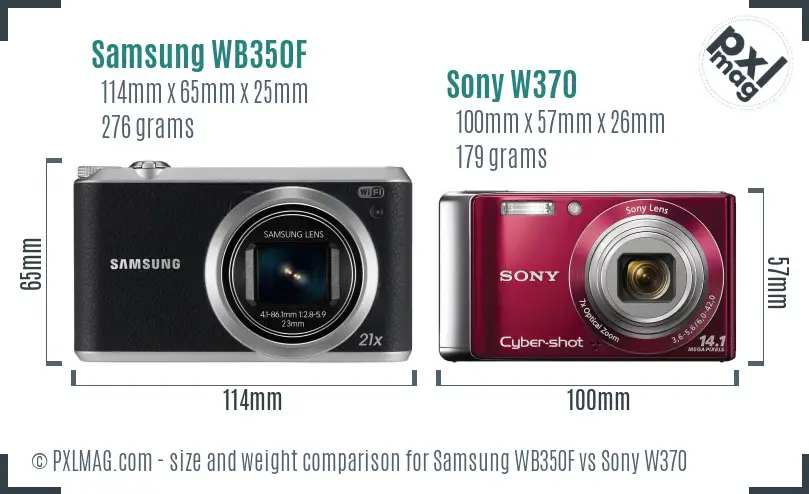 Samsung WB350F vs Sony W370 size comparison