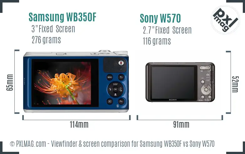 Samsung WB350F vs Sony W570 Screen and Viewfinder comparison